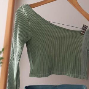 Sleek Olive Ribbed Women's Blouse